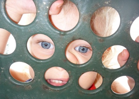 Peering at me on the playground.