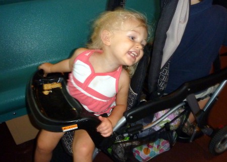 On the way home. Annada is "Disney Drunk" - no nap, heat and Figment make for a very silly girl.