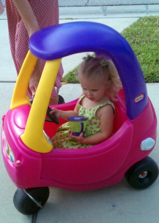 She's already eating and driving at the same time.