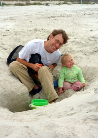 At the beach with Daddy.