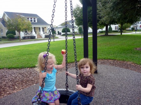 Playing at the park with Debra.
