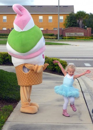 Twirling for the ice cream cone.