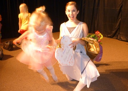 And a few seconds later... it was very hard for Annada to stay still after the recital. Bunnies jump!