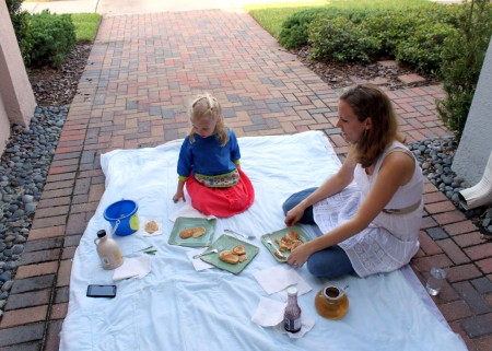 Having a picnic to start our family Blues Clues Adventure.